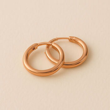 Rose Gold Plated Sterling Silver Mini Huggie Hoop Sleeper Earrings, 3 of 6