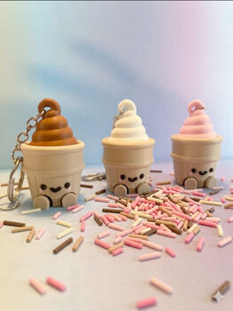 Cute Ice Cream Fidget Clicker Keychain | Desktop Mechanical Switch Bag Charm | Calming Sensory Office Desk Accessory Sweet Treat, 4 of 6