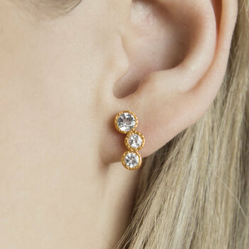 Topaz November Birthstone Rose/Gold Plate Stud Earrings, 2 of 5