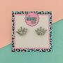 Silver Glitter Crown Stud Earrings, thumbnail 1 of 2