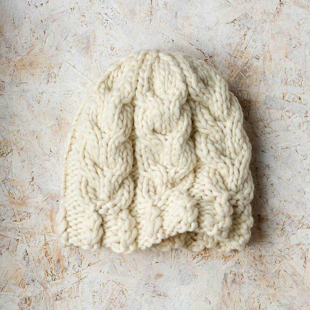 Cable Hat And Mitts Knitting Kit By Wool Couture