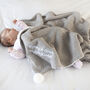 Personalised Grey Cable Knit Pom Pom Blanket, thumbnail 3 of 12