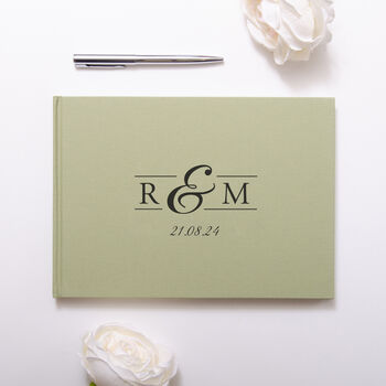 Personalised Wedding Initials Linen Guest Book, 3 of 11