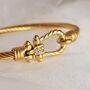 Tarnishfree 18 K Gold Plated Twisted Rope Shackle Rope Bracelet With Cubic Zirconia, thumbnail 2 of 9