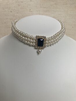 Black 18 K Gold Plated Pearl Indian Choker Set, 2 of 10