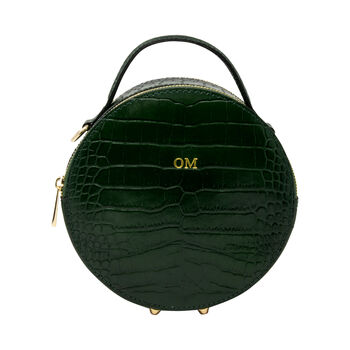 Personalised Round Bag Croc Leather, 11 of 12