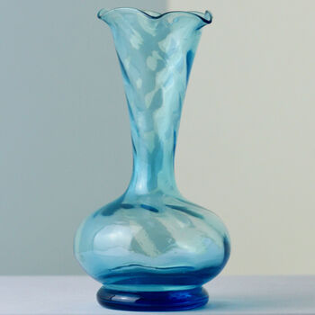 Vintage Glass Fluted Bud Vase / Candlestick Blue, 3 of 3