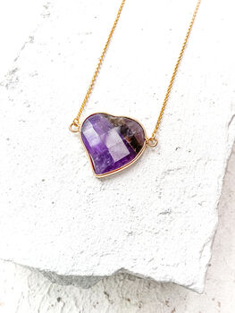 Amethyst Heart Necklace 18k Gold Plated Christmas Gift Present, 5 of 6