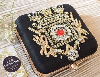Jaipur Black Embroidered Clutch, 2 of 5