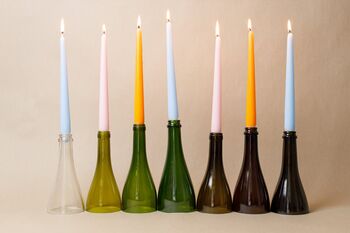 Set Of Three Wine Bottle Candlesticks With Candles, 2 of 12