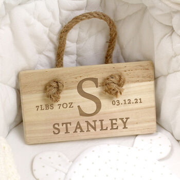 Personalised Baby Initial Wooden Sign, 5 of 5