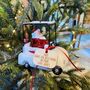 Personalised Santa In A Golf Buggy Bauble, thumbnail 1 of 5