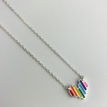 Sterling Silver Rainbow Heart Pendant Necklace, 4 of 5