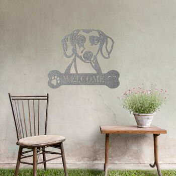 Customisable Dachshund Welcome Metal Wall Art Sign Gift For Home And Garden Decor, 10 of 11