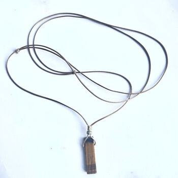 Adjustable Tigers Eye Pendant Necklace With Gift Bag, 4 of 4