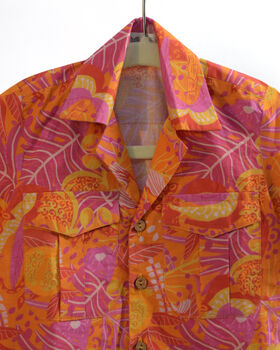 Tango Tropics Printed Cotton Hawaiian Shirt, 5 of 5