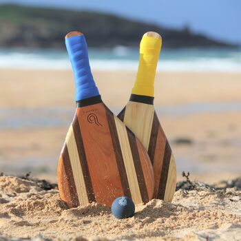 'The Camber' Personalised Handmade Wooden Beach Bat Set, 2 of 6