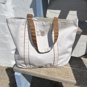 Embroidered Initials Beach Bag, 3 of 6