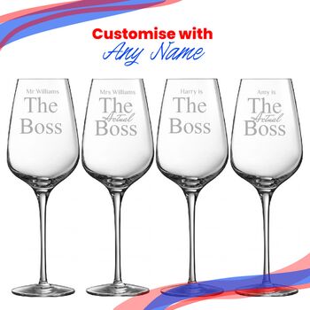 Personalised The Boss Wine Glasses For Couple, 4 of 6