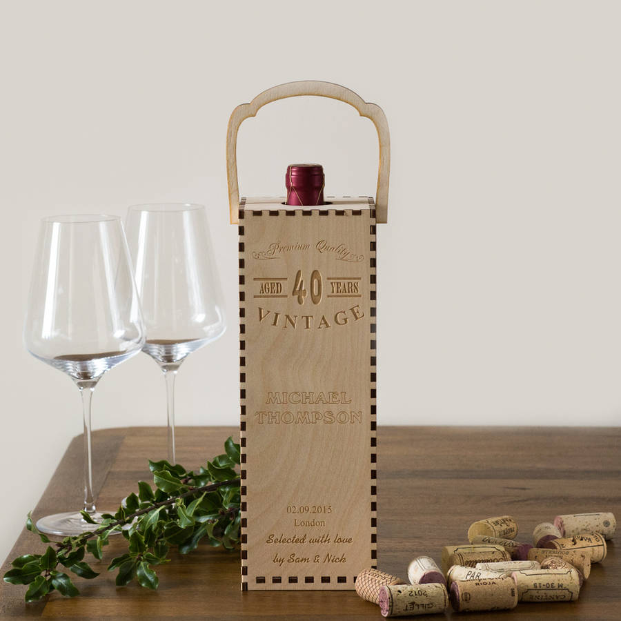 Vintage Year Personalised Wooden Wine Box, 1 of 4