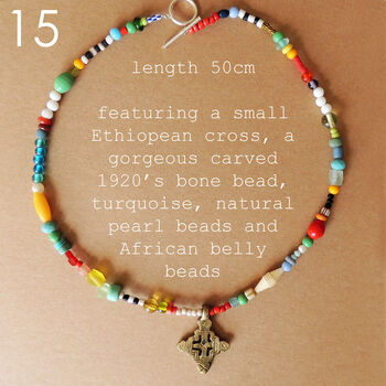 Beaded Necklace With Ethiopian Cross, 2 of 9