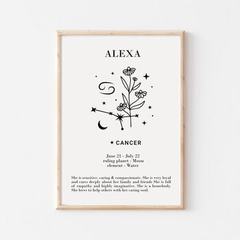 She Is Cancer Personalised Zodiac Print, 2 of 4