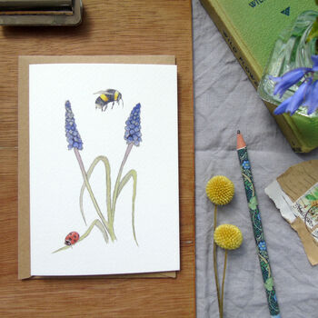 Ladybird And Muscari Any Occasion Greetings Card, 5 of 5