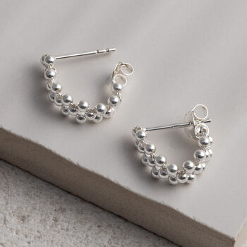 Sterling Silver Triple Swinging Bead Studs, 4 of 6
