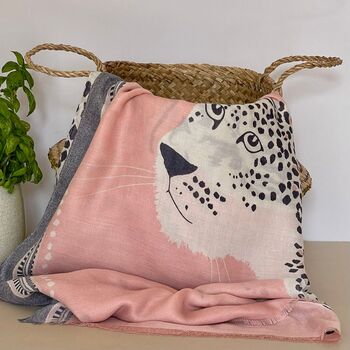 Tiger And Leopards Scarf In Dusky Pink, 2 of 5