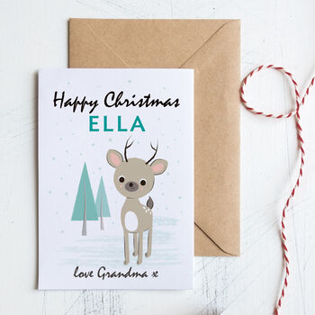 Grandchildren's Christmas Card Personalised With Deer, 4 of 5