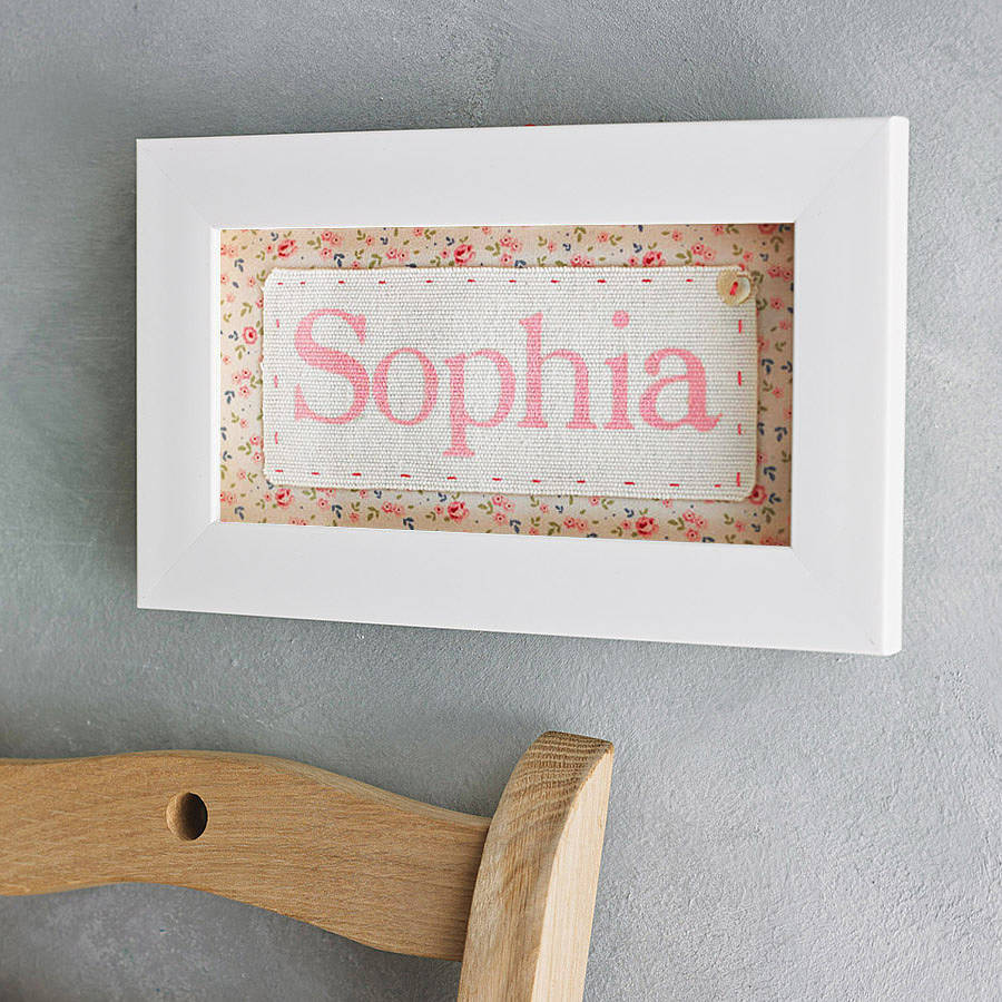 Personalised Baby Name Handpainted Framed Fabric Print, 1 of 12