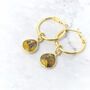 Citrine November Birthstone Gold Plated Round Hoops, thumbnail 1 of 4