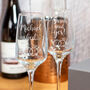 Pair Of Engagement Proposal Glass Champagne Flutes, thumbnail 2 of 5