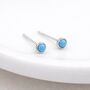 Sterling Silver Turquoise Micro Stud Earrings – 4mm, thumbnail 2 of 4
