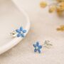 Sterling Silver Forget Me Not Flower Mini Stud Earrings, thumbnail 2 of 5