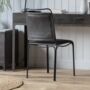 Metal Frame Black Leather Dining Chair, thumbnail 3 of 6