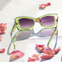 Green Chunky Triangle Cat Eye Sunglasses, thumbnail 3 of 3