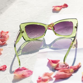 Green Chunky Triangle Cat Eye Sunglasses, 3 of 3