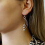 Sterling Silver Dangly Feathered Drop Earrings, thumbnail 1 of 4