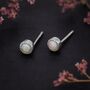 Sterling Silver White Opal Textured Stud Earrings, thumbnail 4 of 8