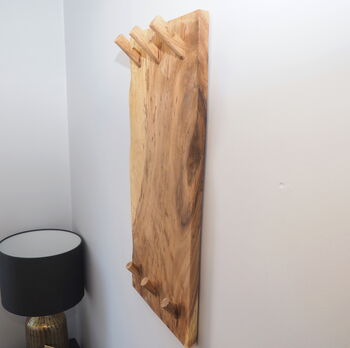 Natural Wood Wall Clothes Rack, 3 of 4