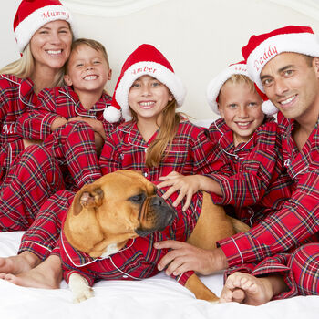 Personalised Tartan Christmas Dog Pyjamas, 4 of 12