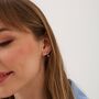 Sterling Silver Black Jewelled Safety Pin Stud Earring, thumbnail 6 of 6