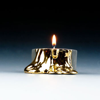 Black Candle Holders With Dripping Gold, 3 of 12