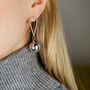 Large Silver Plated Christmas Ball Ear Drop Earring, thumbnail 6 of 9