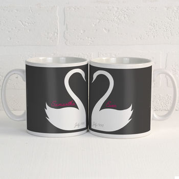 Personalised Swan Heart Mugs Pair, 2 of 5