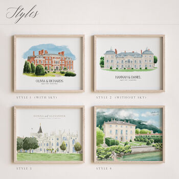 Personalised Wedding Church Watercolour Hand Drawn Sketch – Couple Gift, 3 of 12