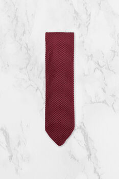 Handmade 100% Polyester Knitted Tie In Burgundy Red, 6 of 9
