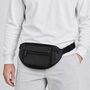 Black Leather Unisex Crossbody Travel Bum Bag, thumbnail 1 of 3