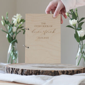 Personalised Simple Wooden Wedding Guestbook, 2 of 5